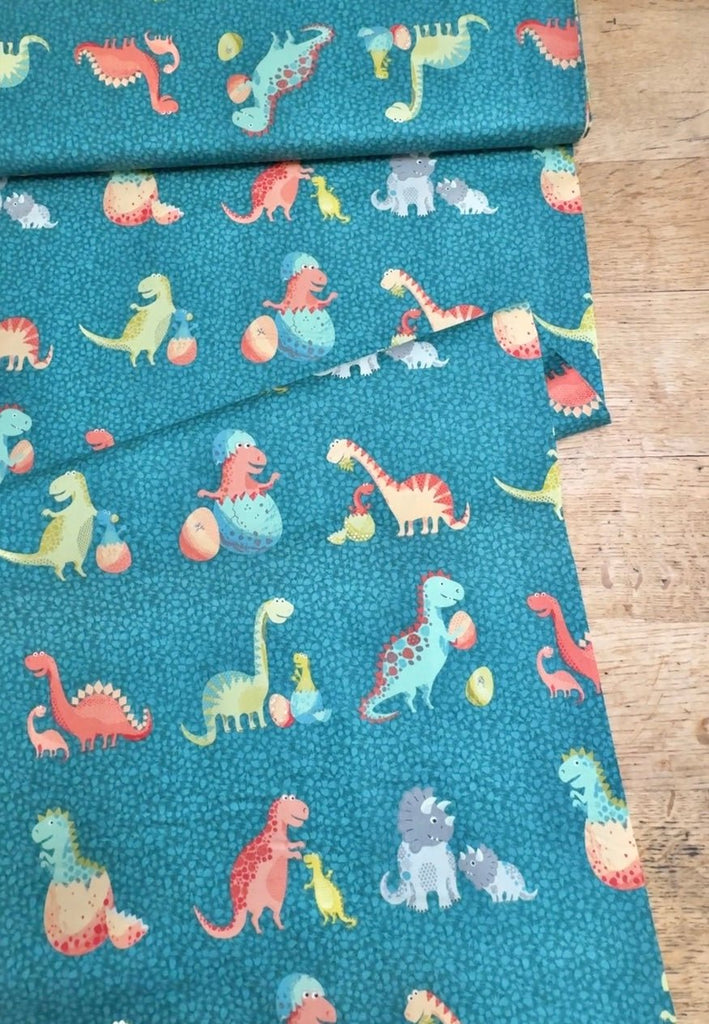 Rex Placement Dinosaur Teal - Makower - The Eternal Maker - UK Fabric Shop
