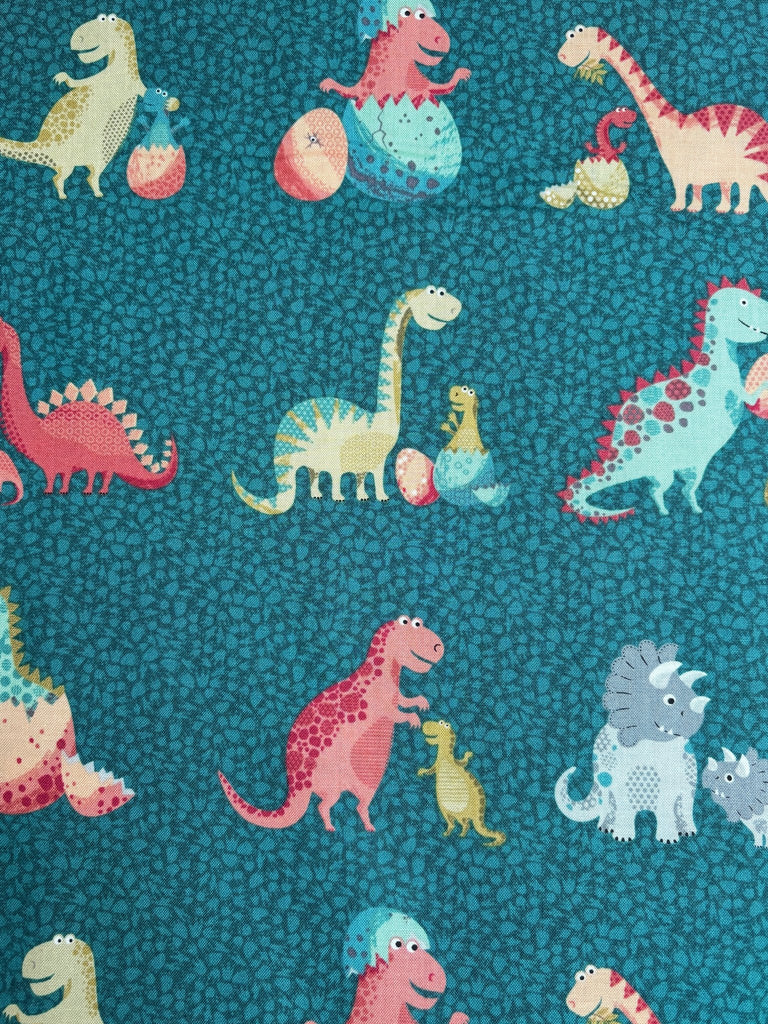 Rex Placement Dinosaur Teal - Makower - The Eternal Maker - UK Fabric Shop