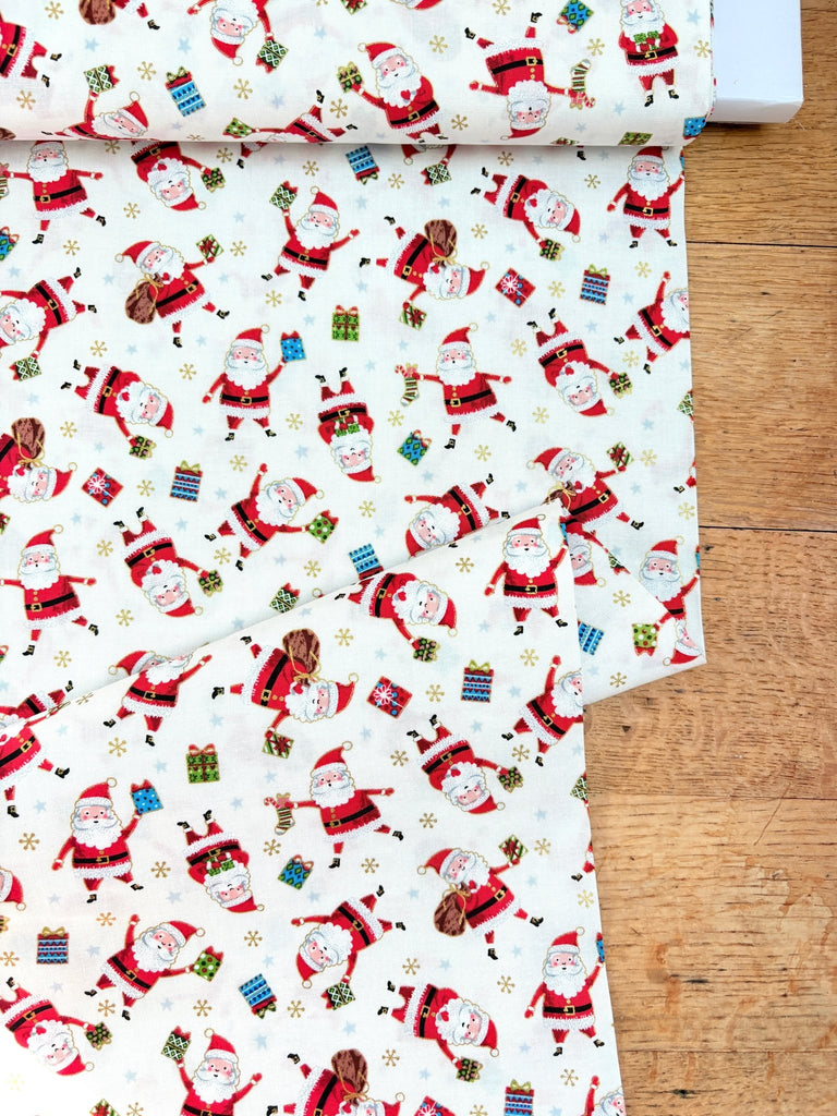 Santa on White - Santa Express - Christmas Fabric - The Eternal Maker - UK Fabric Shop