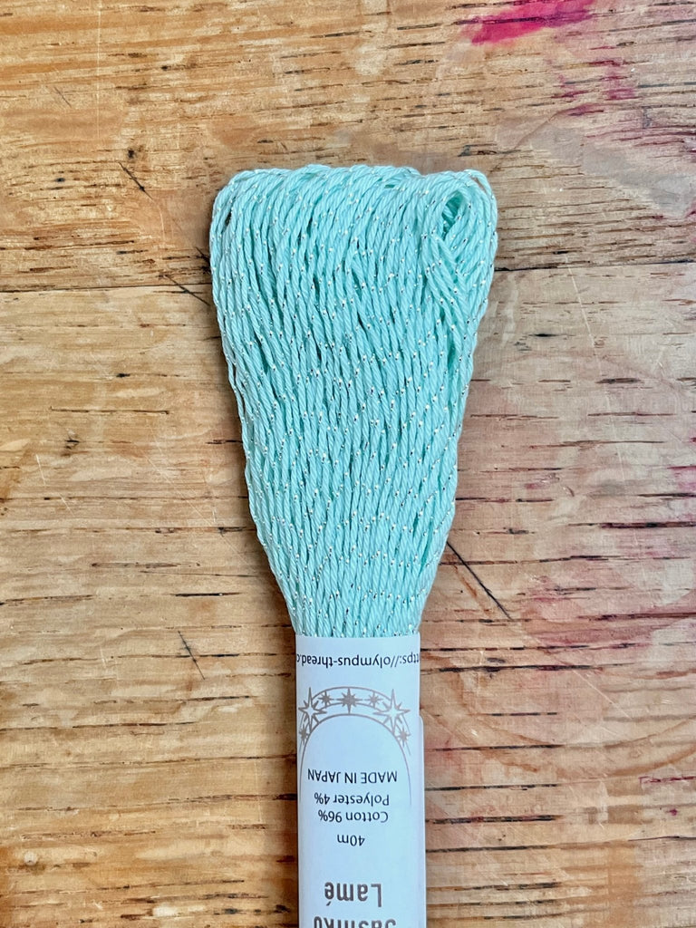 Sashiko Lame Thread - Mint Metallic - The Eternal Maker - UK Fabric Shop