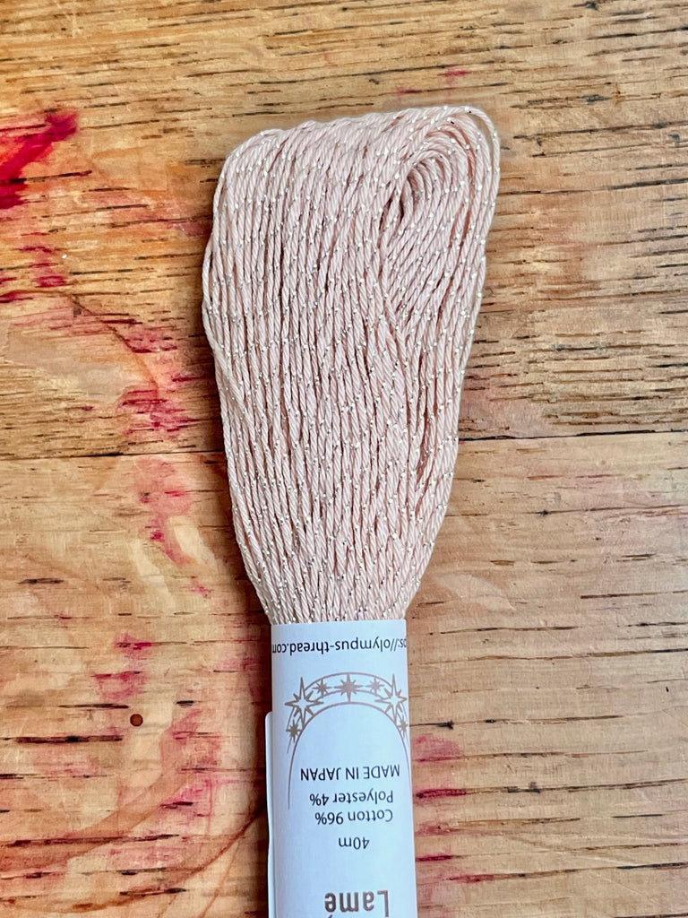 Sashiko Lame Thread - Peach Silver - The Eternal Maker - UK Fabric Shop