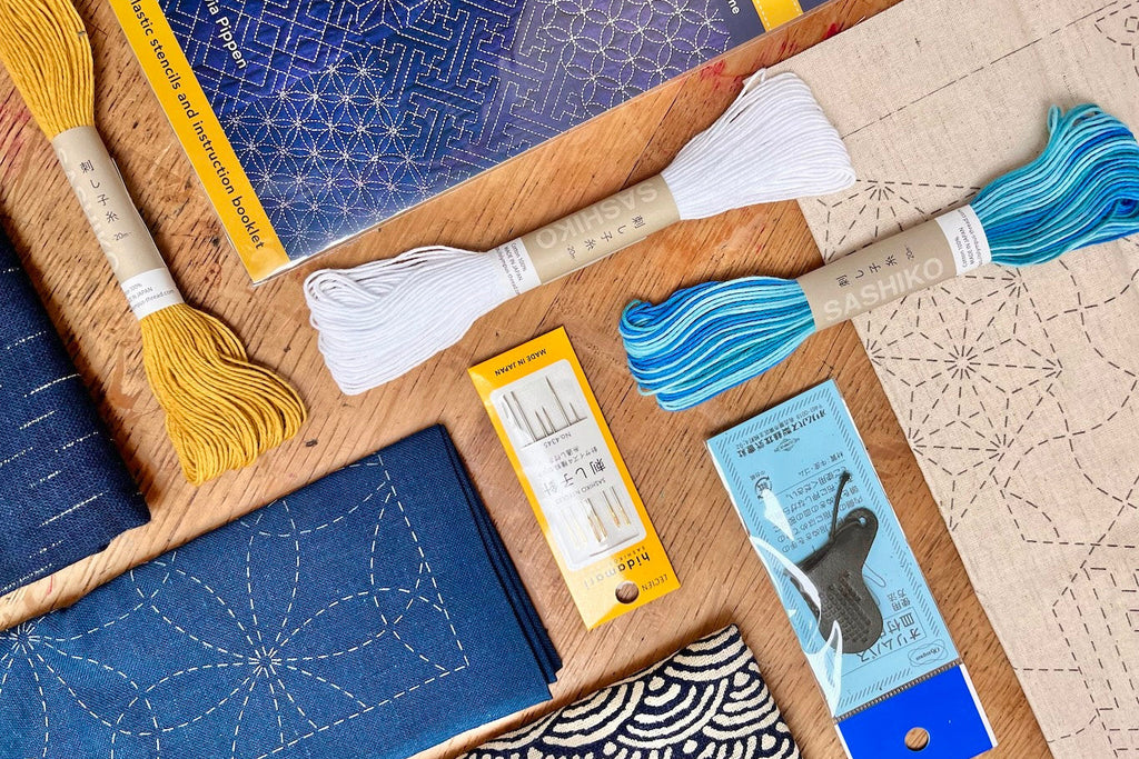 sashiko samplers, sashiko thread, sashiko needles, sashiko templates at the eternal maker