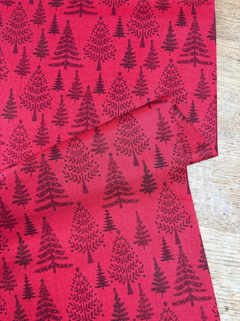 Scandi 3 Trees Red - Scandi Christmas - Christmas Fabric - The Eternal Maker - UK Fabric Shop