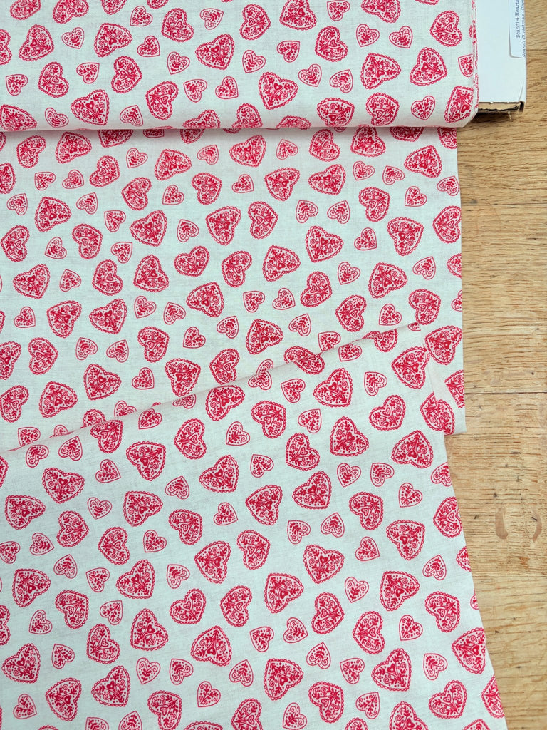 Scandi 4 Hearts Red - Scandi Christmas - Christmas Fabric - The Eternal Maker - UK Fabric Shop