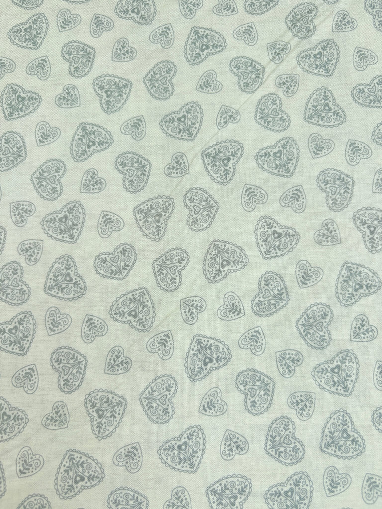 Scandi 4 Hearts Silver - Scandi Christmas - Christmas Fabric - The Eternal Maker - UK Fabric Shop