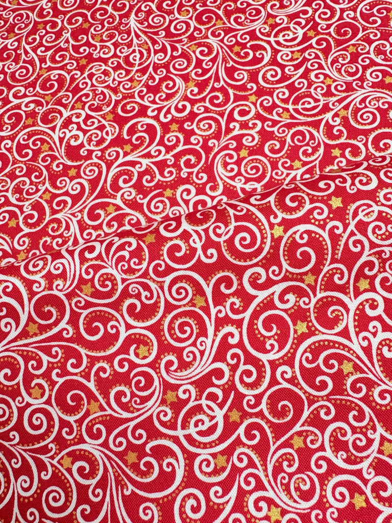 Scandi Scroll Red - Scandi Christmas - Christmas Fabric - The Eternal Maker - UK Fabric Shop
