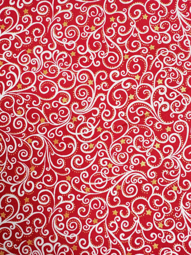 Scandi Scroll Red - Scandi Christmas - Christmas Fabric - The Eternal Maker - UK Fabric Shop