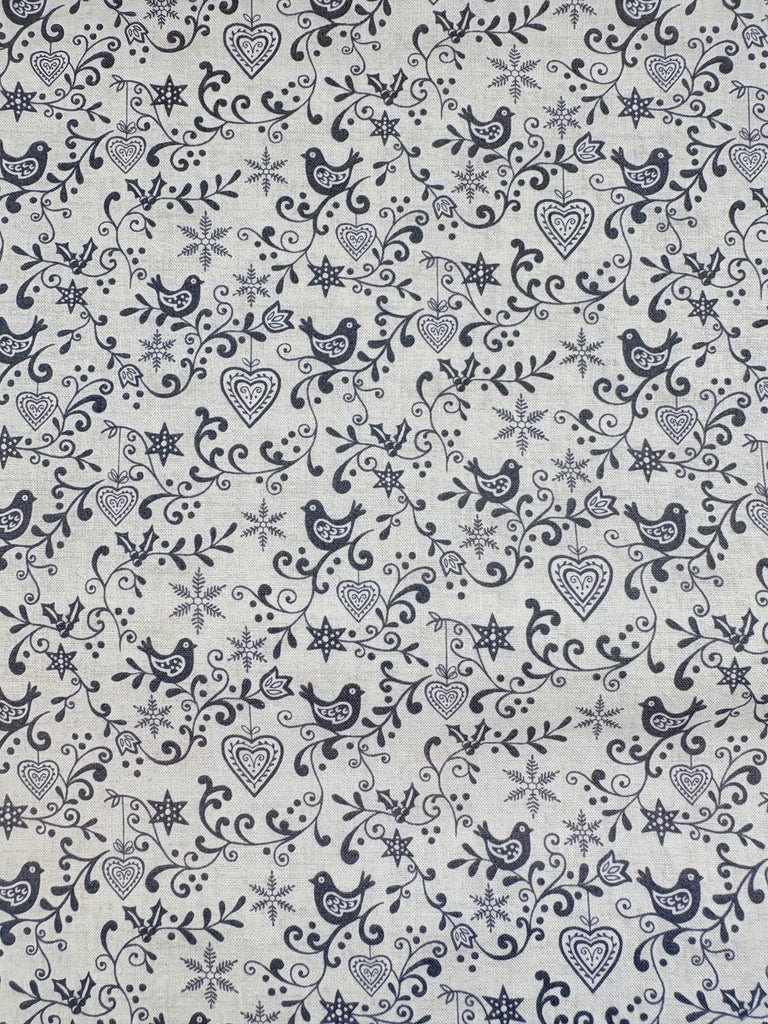 Scandi Scroll Silver - Scandi Christmas - Christmas Fabric - The Eternal Maker - UK Fabric Shop