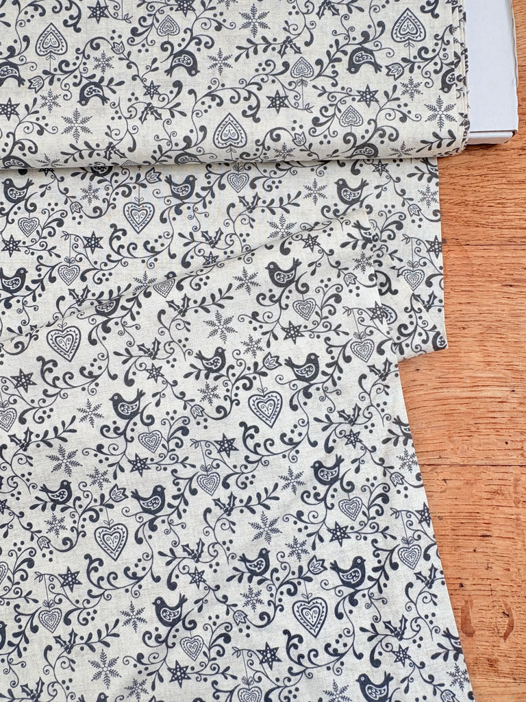 Scandi Scroll Silver - Scandi Christmas - Christmas Fabric - The Eternal Maker - UK Fabric Shop