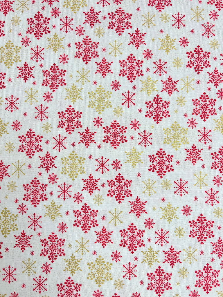 Scandi Snowflakes Red Gold - Scandi Christmas - Christmas Fabric - The Eternal Maker - UK Fabric Shop