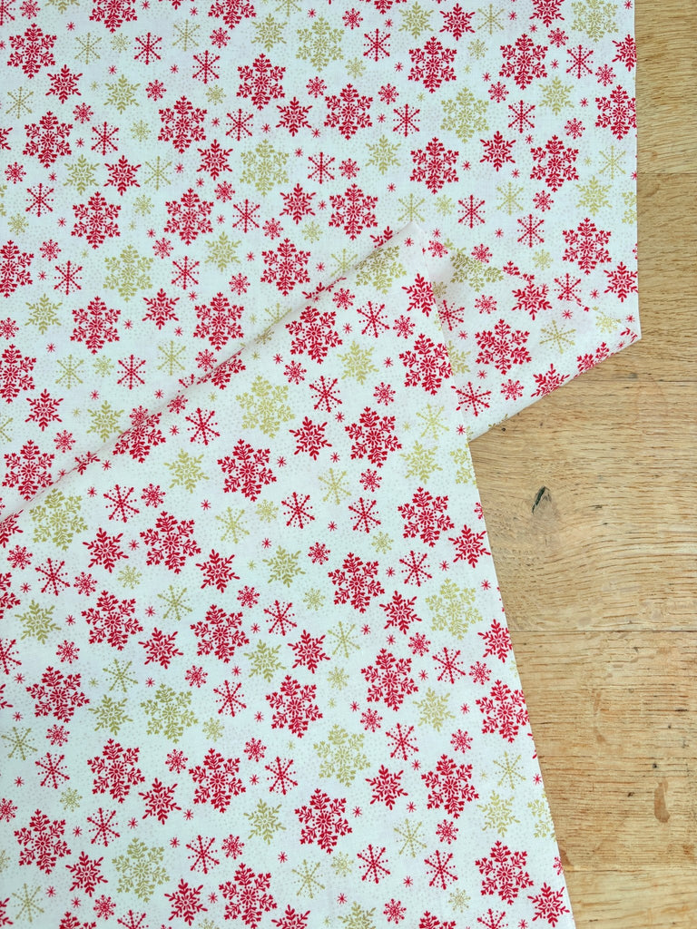 Scandi Snowflakes Red Gold - Scandi Christmas - Christmas Fabric - The Eternal Maker - UK Fabric Shop