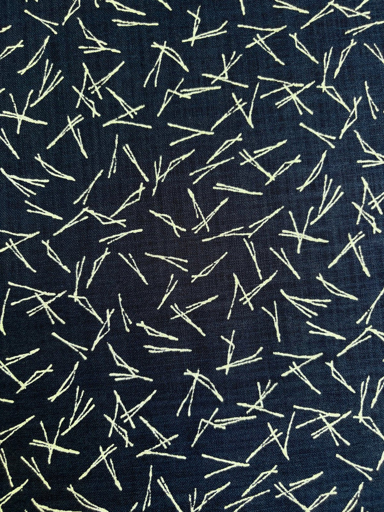 Scattered Lines - Linen Look Indigo Fabric - Sevenberry  Japan - The Eternal Maker - UK Fabric Shop
