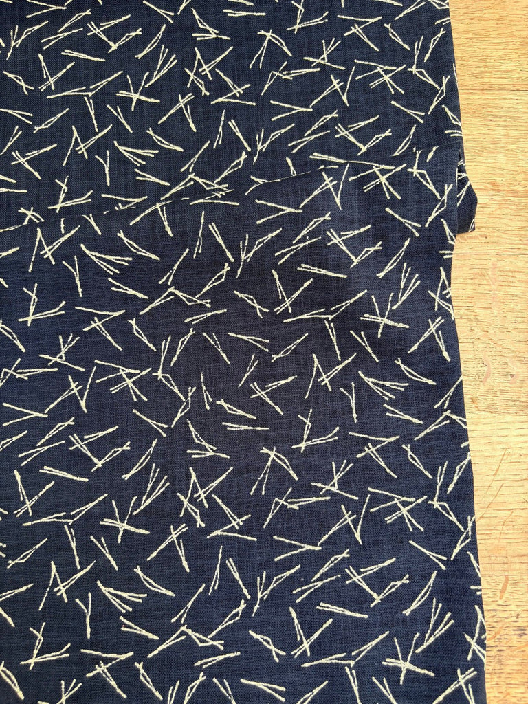 Scattered Lines - Linen Look Indigo Fabric - Sevenberry  Japan - The Eternal Maker - UK Fabric Shop