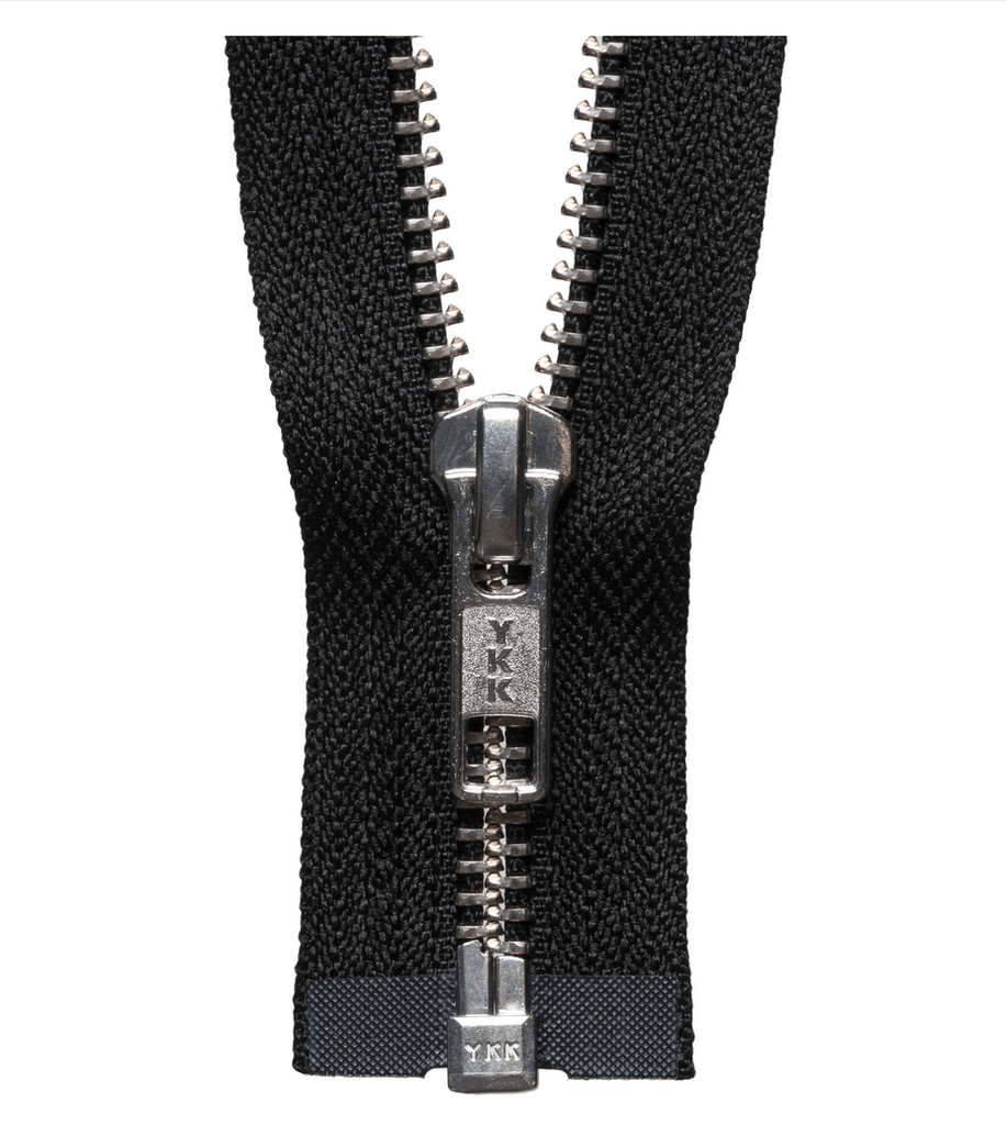Silver Teeth Zip - Open Ended - 66cm/ 26" - Black - The Eternal Maker - UK Fabric Shop