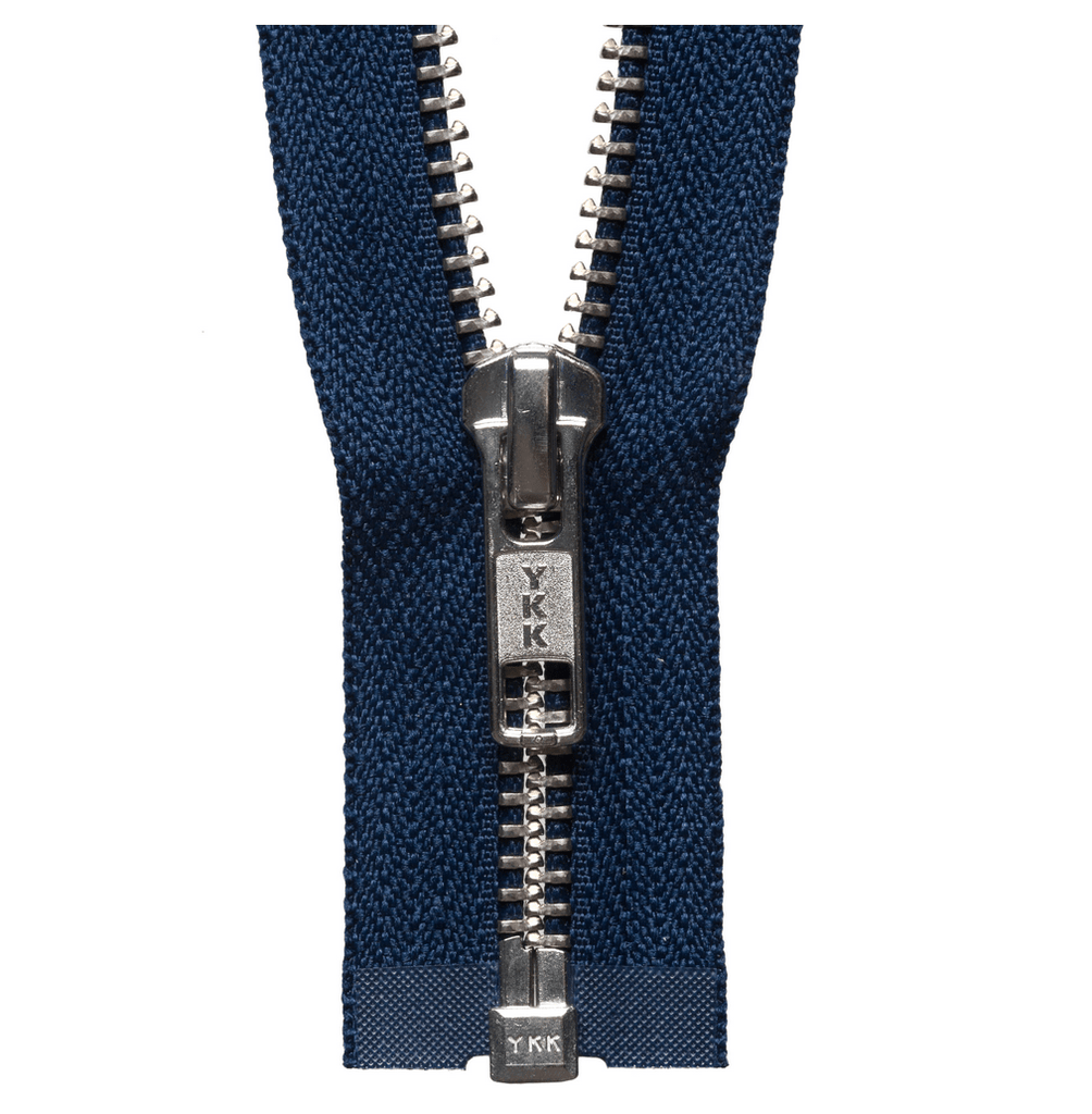 Silver Teeth Zip - Open Ended - 66cm/ 26" - Navy - The Eternal Maker - UK Fabric Shop