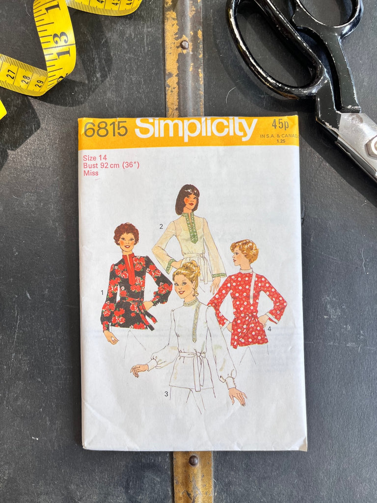 Simplicity 6815 Misses Tops - Vintage Sewing Pattern (Size 14 - Bust 92cm/36") - The Eternal Maker - UK Fabric Shop