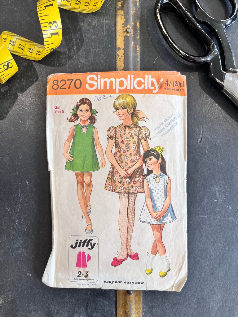 Simplicity 8270 - Girl's Dress - Vintage Sewing Pattern (Size 8) - The Eternal Maker - UK Fabric Shop