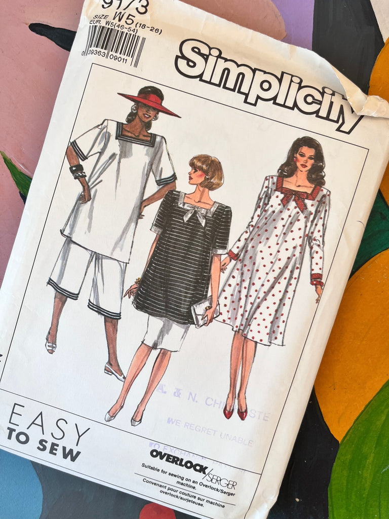 Simplicity 9173 - Maternity Dress - Vintage Sewing Pattern (Size 18 - 26) - The Eternal Maker - UK Fabric Shop
