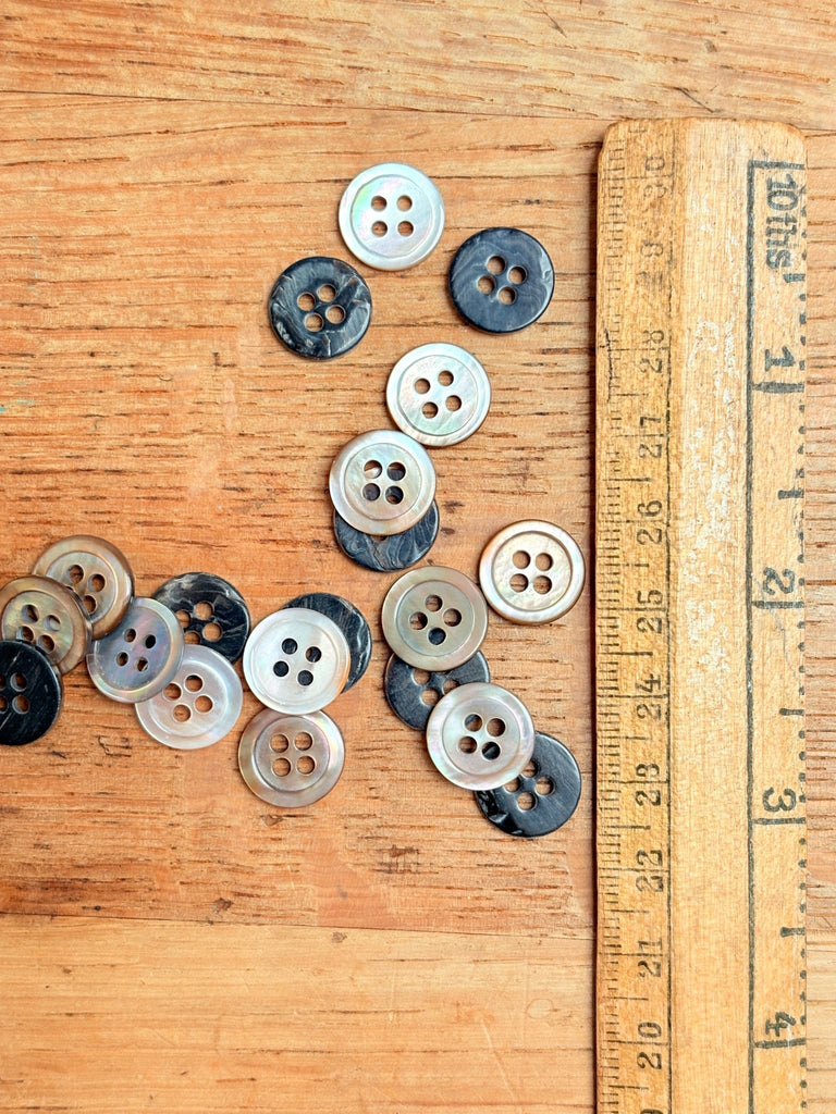 Smoke Mother of Pearl Narrow Ring Edge Button - 12mm - The Eternal Maker - UK Fabric Shop
