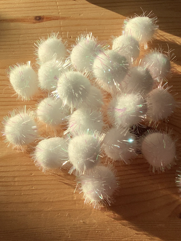 Sparkle Pom Pom - White - 20mm - The Eternal Maker - UK Fabric Shop