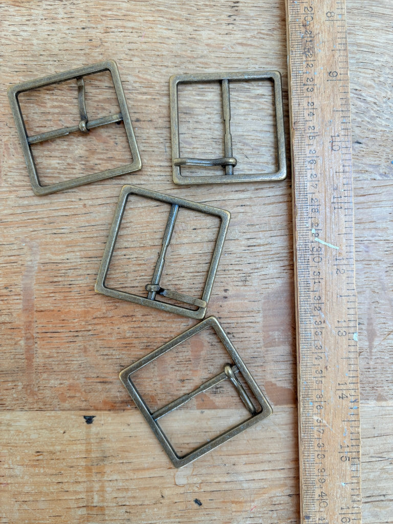 Square Buckle with Prong - 40mm - Antique Brass - The Eternal Maker - UK Fabric Shop