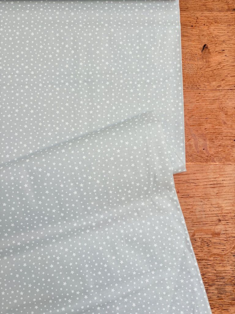 Stars White on Silver - The Eternal Maker - UK Fabric Shop