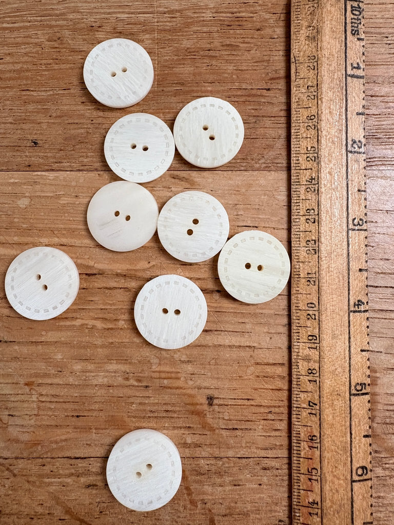 Stitched Button - 23mm - Natural Cream - The Eternal Maker - UK Fabric Shop