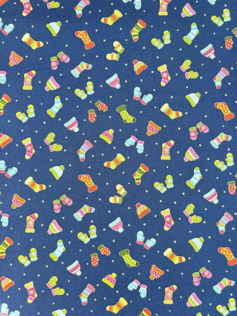 Stockings on Navy - Santa Express - Christmas Fabric - The Eternal Maker - UK Fabric Shop