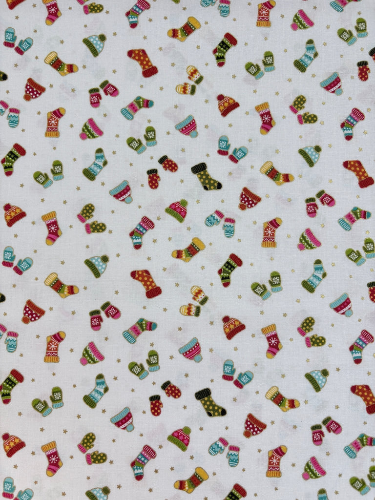Stockings on White - Santa Express - Christmas Fabric - The Eternal Maker - UK Fabric Shop