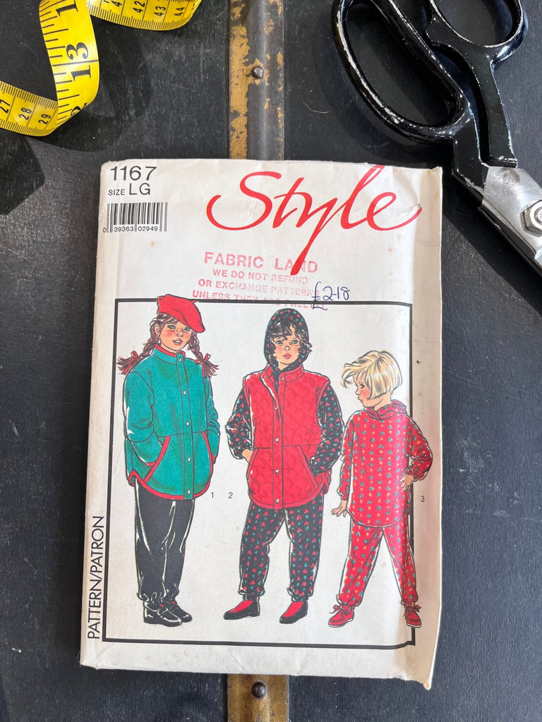 Style - 1167 Childs Padded Jacket or Quilted Gilet - Vintage Sewing Pattern ( Size Lg) - The Eternal Maker - UK Fabric Shop