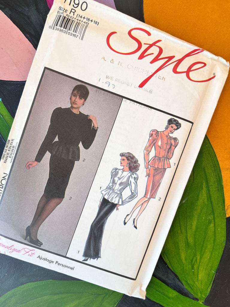 Style - 1190 Lined Jacket and Skirts - Vintage Sewing Pattern (Size 14 - 16 - 18) - The Eternal Maker - UK Fabric Shop