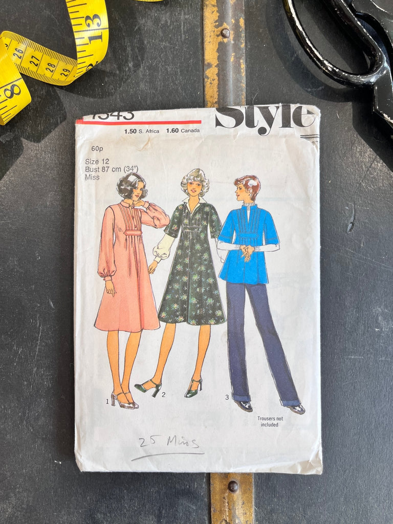 Style - 1343 Misses Dress or Top - Vintage Sewing Pattern (Size 12 Bust 34") - The Eternal Maker - UK Fabric Shop