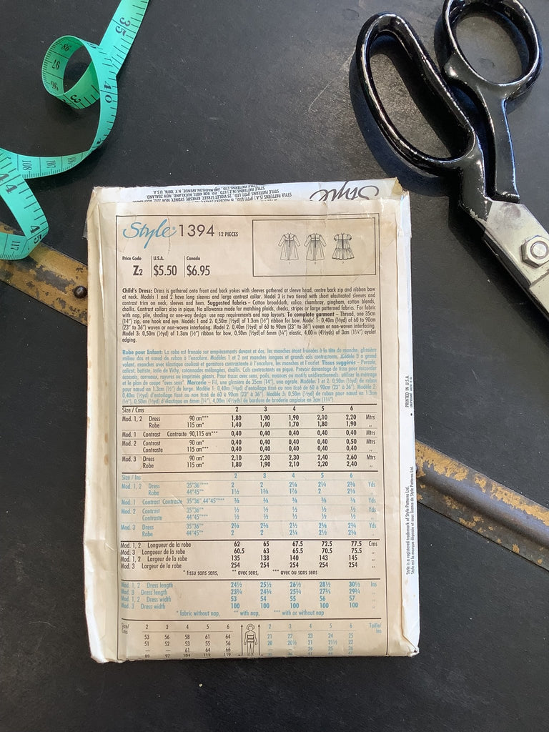 Style 1394 - Girl's Party Dress - Vintage Sewing Pattern (Cut to Size 3) - The Eternal Maker - UK Fabric Shop