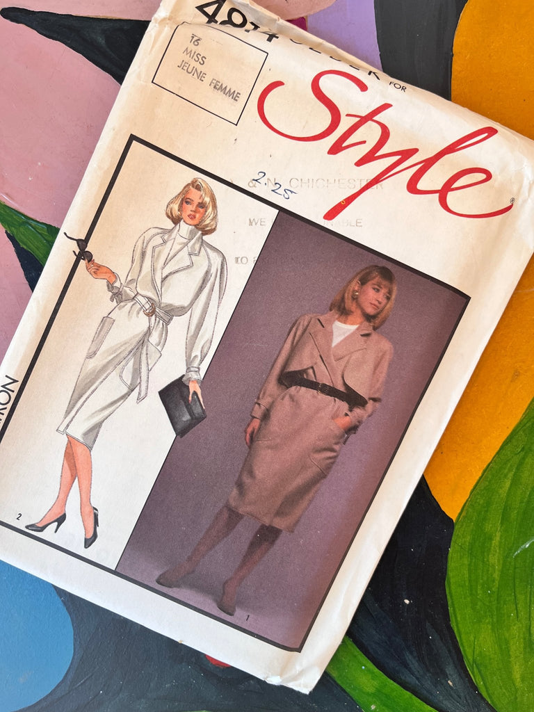Style - 4814 Ozbek Front Wrap Coatdresd - Vintage Sewing Pattern (Size 16 ) - The Eternal Maker - UK Fabric Shop
