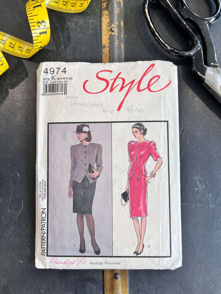 Style - 4974 Long or Short Sleeved Unlined Jacket and Skirt - Vintage Sewing Pattern ( Size 8 - 12") - The Eternal Maker - UK Fabric Shop