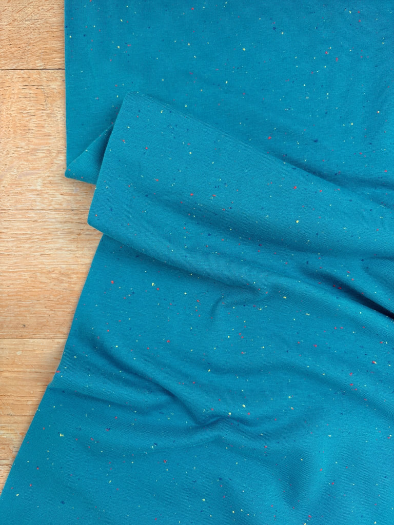 Teal Fleck Jersey Fleece - Cosy Colours - The Eternal Maker - UK Fabric Shop