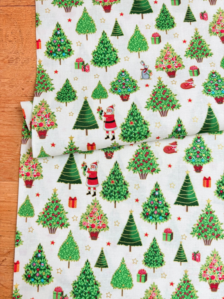 Trees on Ivory - Merry Christmas - Christmas Fabric - The Eternal Maker - UK Fabric Shop