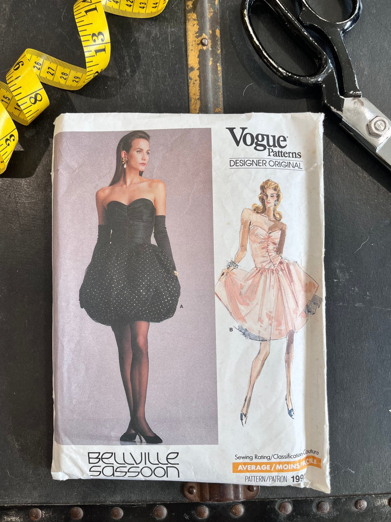 Vogue 1992 - Belville Sassoon Boned Bodice Dress - Vintage Sewing Pattern (Size 8 Bust 31.5") - The Eternal Maker - UK Fabric Shop