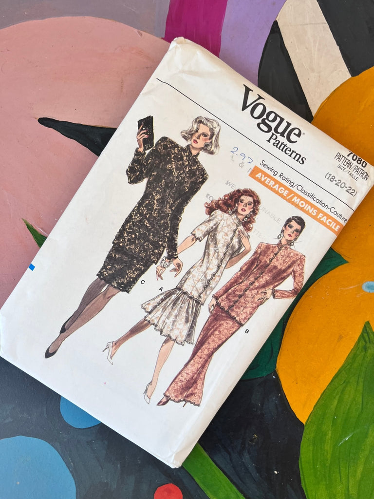 Vogue 7080 - Misses Petite Tunic and Skirt - Vintage Sewing Pattern (Size 18 - 20 - 22) - The Eternal Maker - UK Fabric Shop
