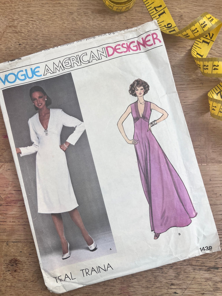 Vogue American Designer 1438 - Teal Traina Dress - Vintage Sewing Pattern Size 12 Bust 34 - The Eternal Maker - UK Fabric Shop