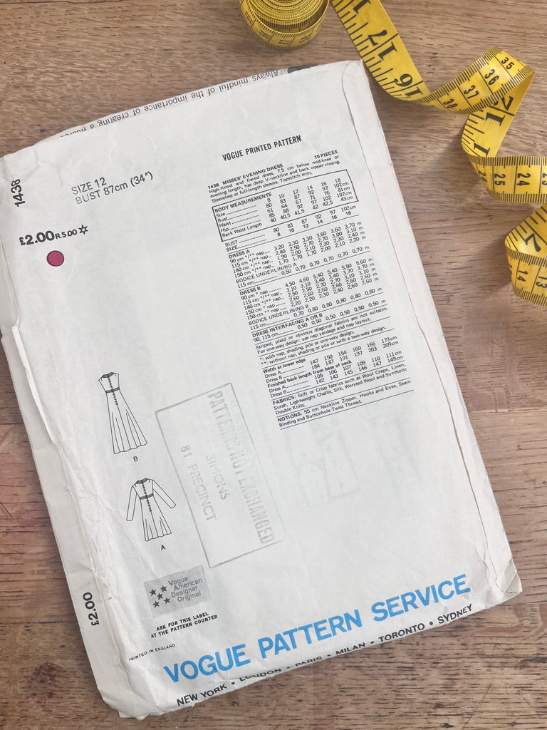 Vogue American Designer 1438 - Teal Traina Dress - Vintage Sewing Pattern Size 12 Bust 34 - The Eternal Maker - UK Fabric Shop