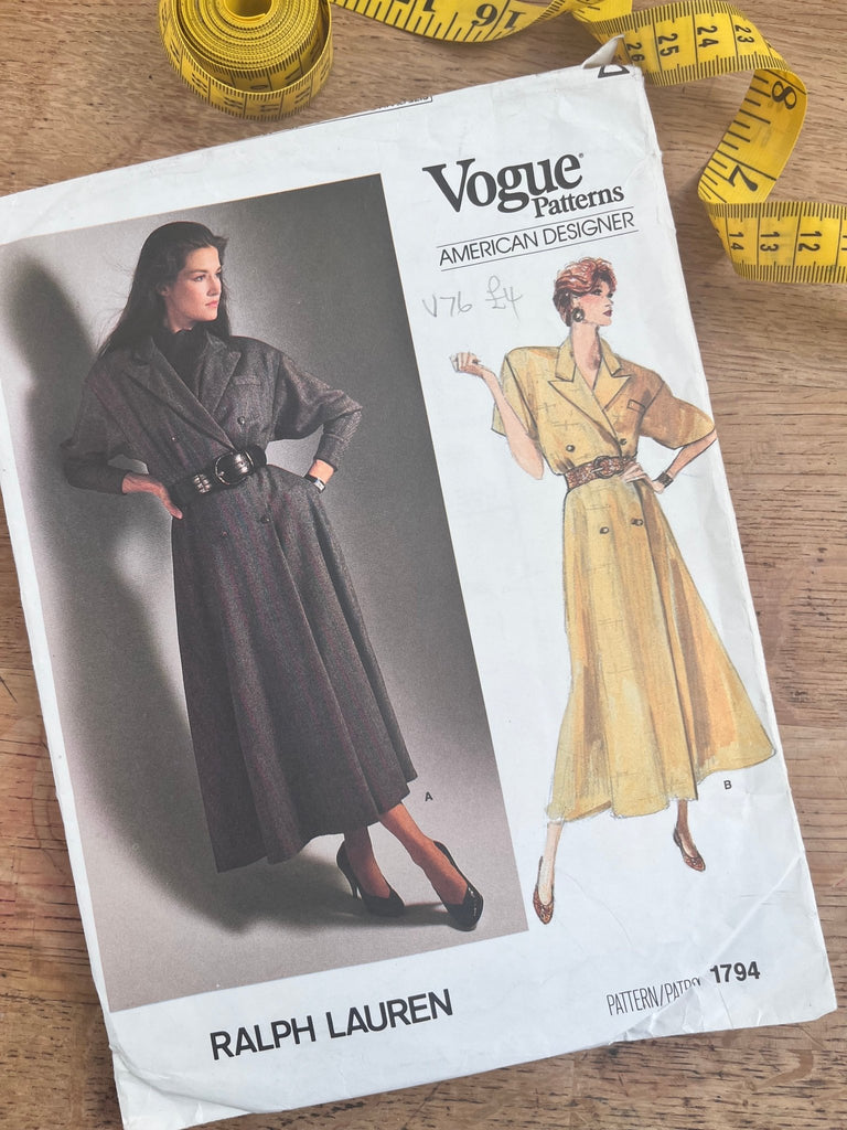 Vogue American Designer 1794 - Ralph Lauren Dresses - Vintage Sewing Pattern Size 14 - 16 - 18 - The Eternal Maker - UK Fabric Shop