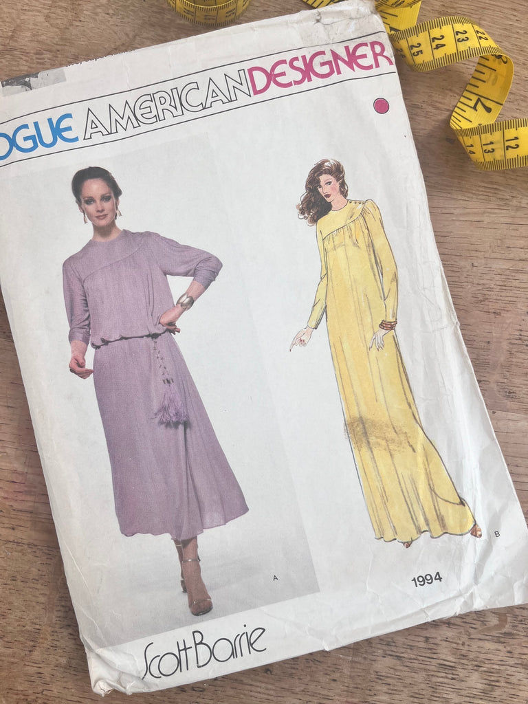 Vogue American Designer 1994 - Scott Barrie Dresses - Vintage Sewing Pattern Size 12 - The Eternal Maker - UK Fabric Shop