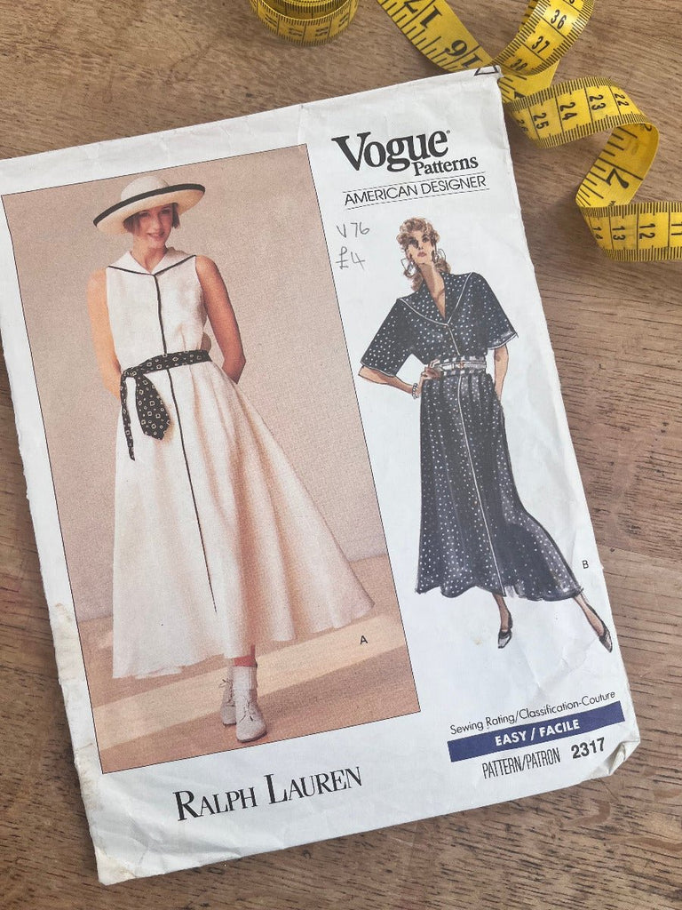 Vogue American Designer 2317 - Ralph Lauren Dresses - Vintage Sewing Pattern Size 14 - The Eternal Maker - UK Fabric Shop