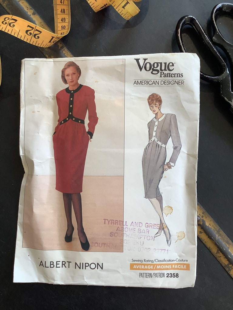 Vogue American Designer 2358 - Misses Dress - 1980s Vintage Sewing Pattern Cut at Size 14 Bust 36 - The Eternal Maker