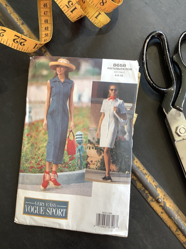 Vogue Very Easy Vogue Sport 8656 - Dress - Vintage Sewing Pattern Cut at Size 8 - The Eternal Maker - UK Fabric Shop