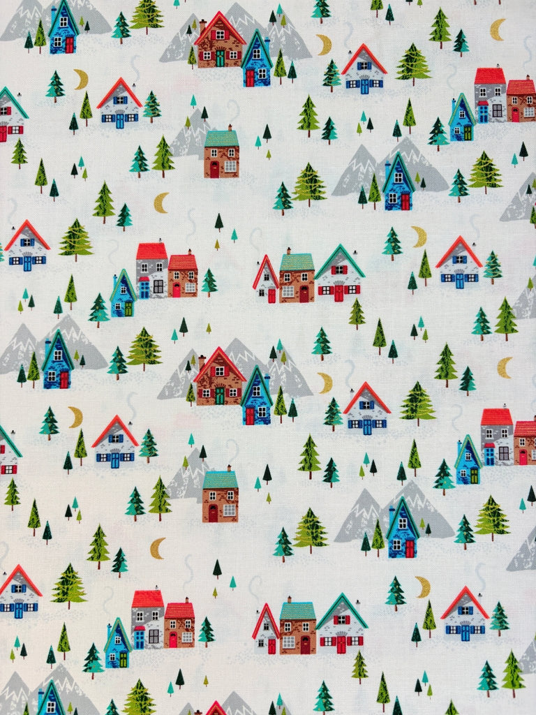 White Scenic - Santa Express - Christmas Fabric - The Eternal Maker - UK Fabric Shop
