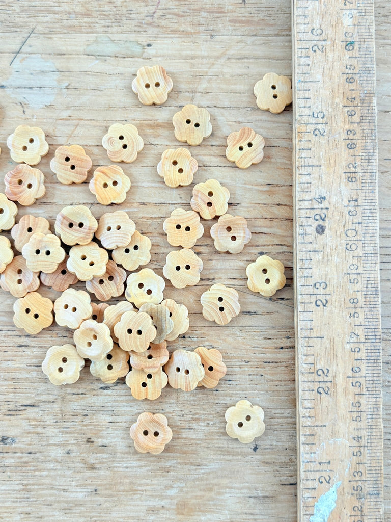 Wooden Flower Button - 13mm - The Eternal Maker - UK Fabric Shop