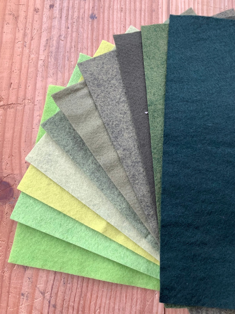Woolfelt 10 Piece Bundle - All the Greens - The Eternal Maker - UK Fabric Shop