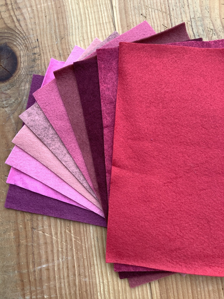 Woolfelt 10 Piece Bundle - All the Pinks - The Eternal Maker - UK Fabric Shop